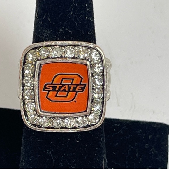 Oklahoma State University Silver, Black and Orange Stretch Rings - Picture 4 of 7